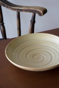 Wide Blue Ceramic Serving Bowl for Salads