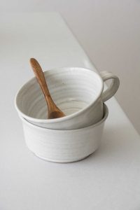 White Ceramic Latte Cup for Coffee and Tea