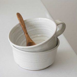 White Ceramic Latte Cup for Coffee and Tea