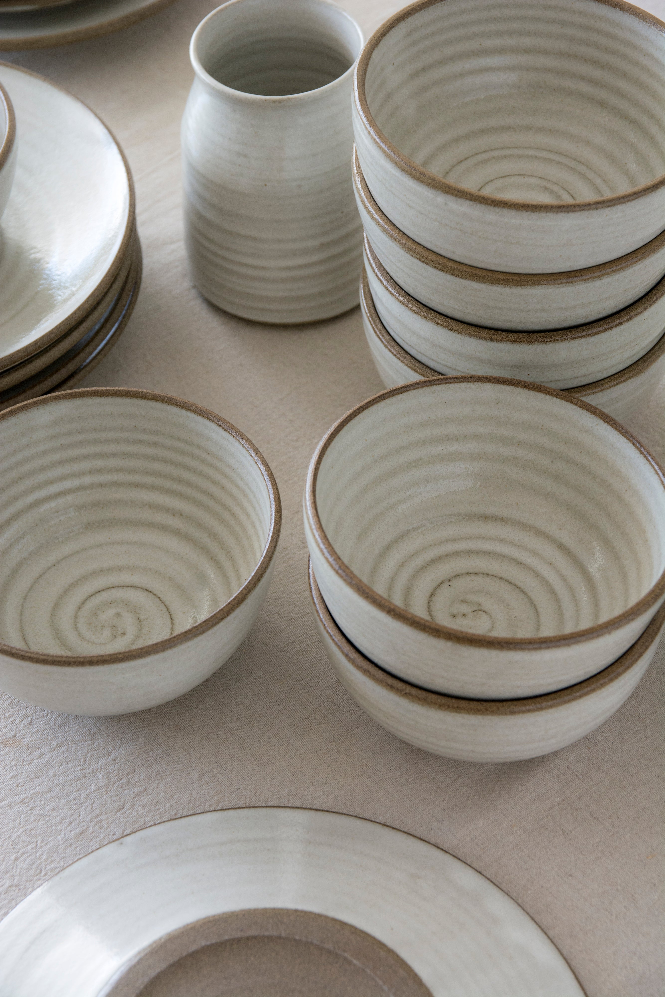 Set of Six Speckled Ceramic Soup Bowls