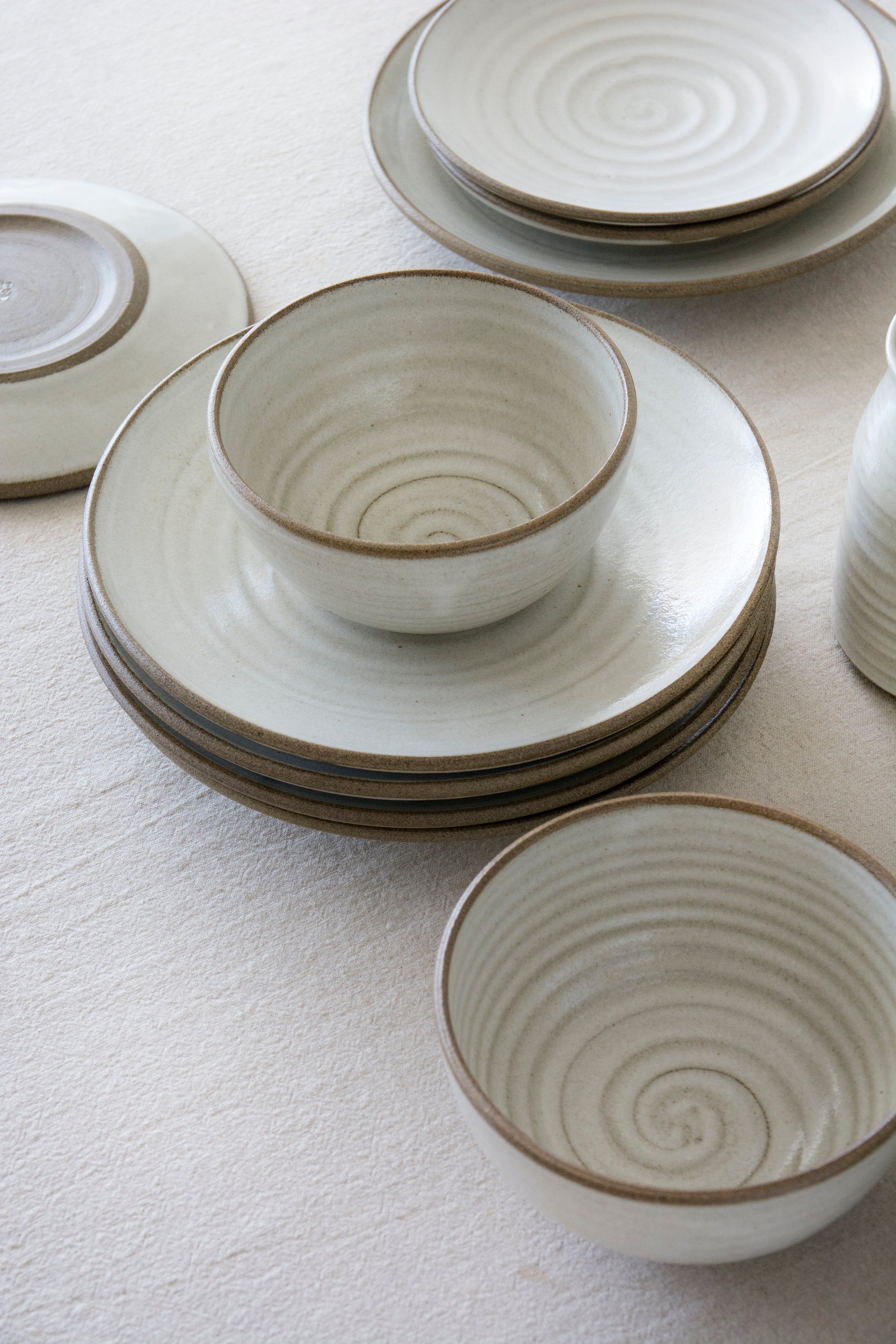 Set of Six Speckled Ceramic Soup Bowls