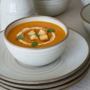 Set of Six Speckled Ceramic Soup Bowls