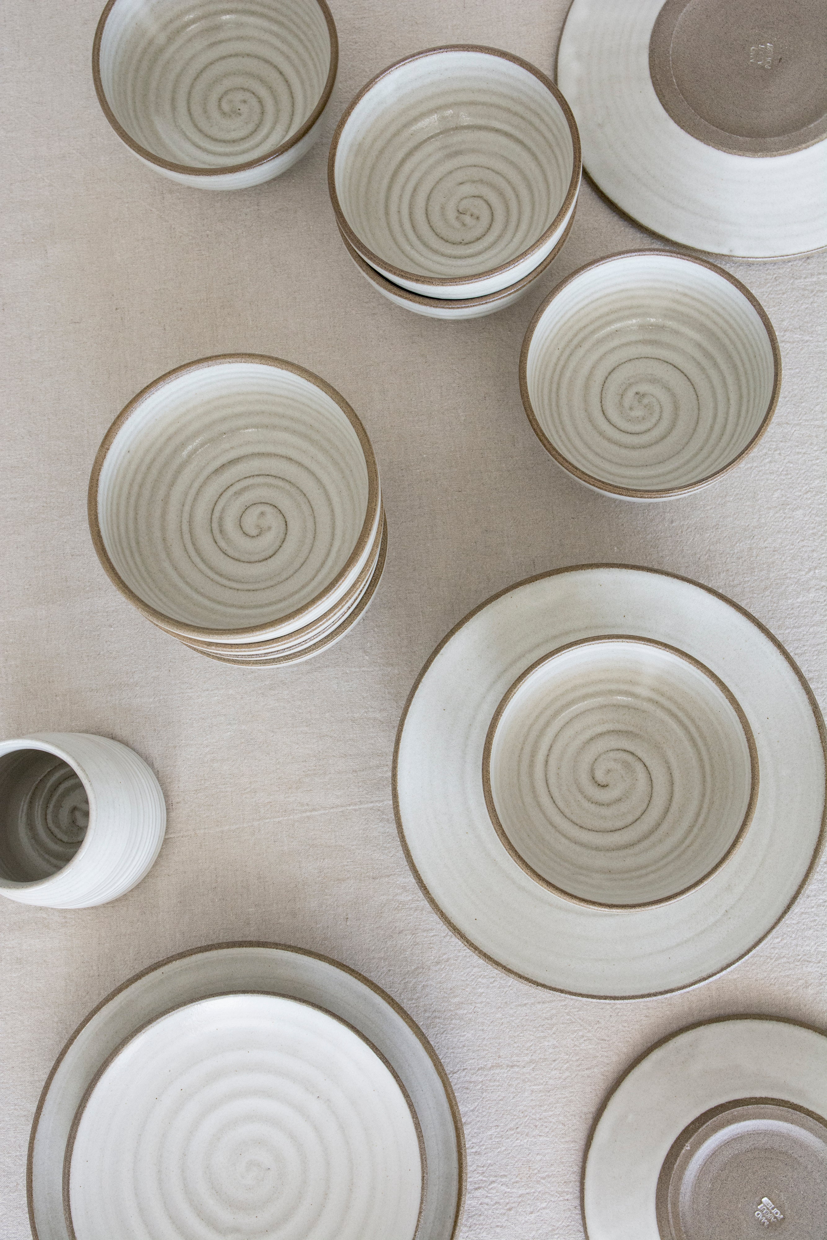 Set of Six Speckled Ceramic Soup Bowls