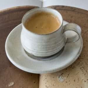 Set of 6 Pottery Espresso Cups with Saucers