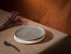 Curved Rim Porcelain Salad Coupe Plate