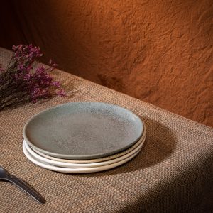 Curved Rim Porcelain Salad Coupe Plate