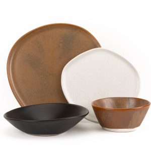 Four Piece Organic Rim Dinnerware Setting