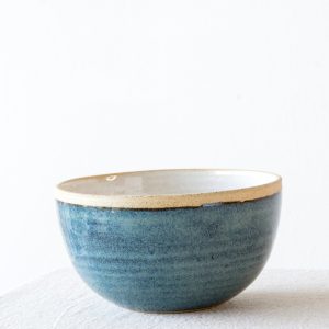 Blue White Stoneware Noodle Bowl for Meals