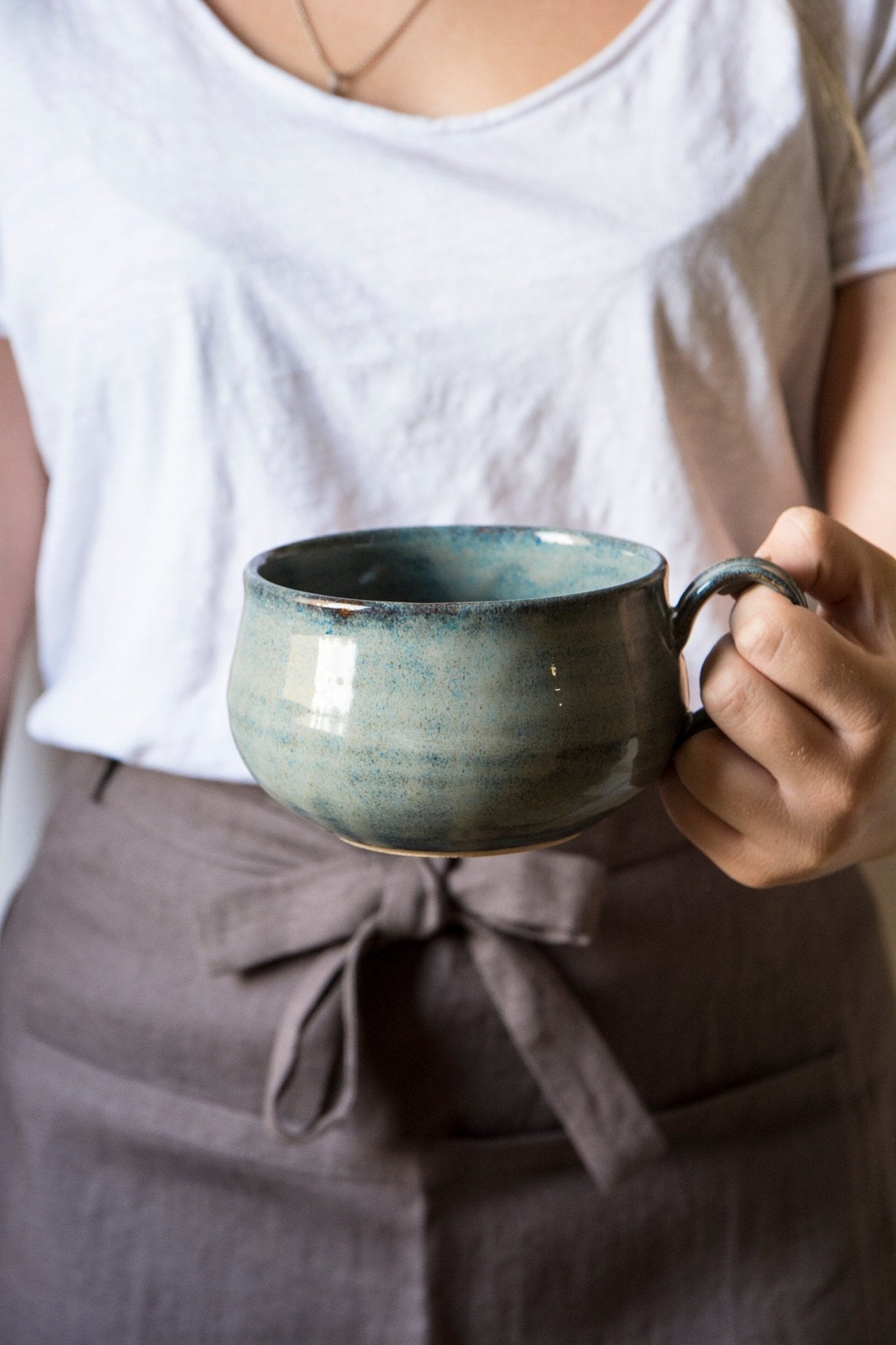 Ceramic Soup Bowl Mug with Rounded Handle