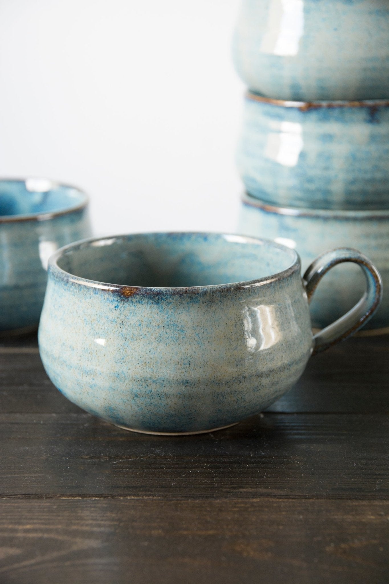 Ceramic Soup Bowl Mug with Rounded Handle
