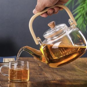 1000ml Borosilicate Glass Teapot with Bamboo Handle