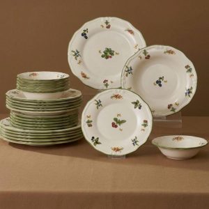 24-Piece Berry Botanical Stoneware Dinnerware Set, Ceramic Service for 6