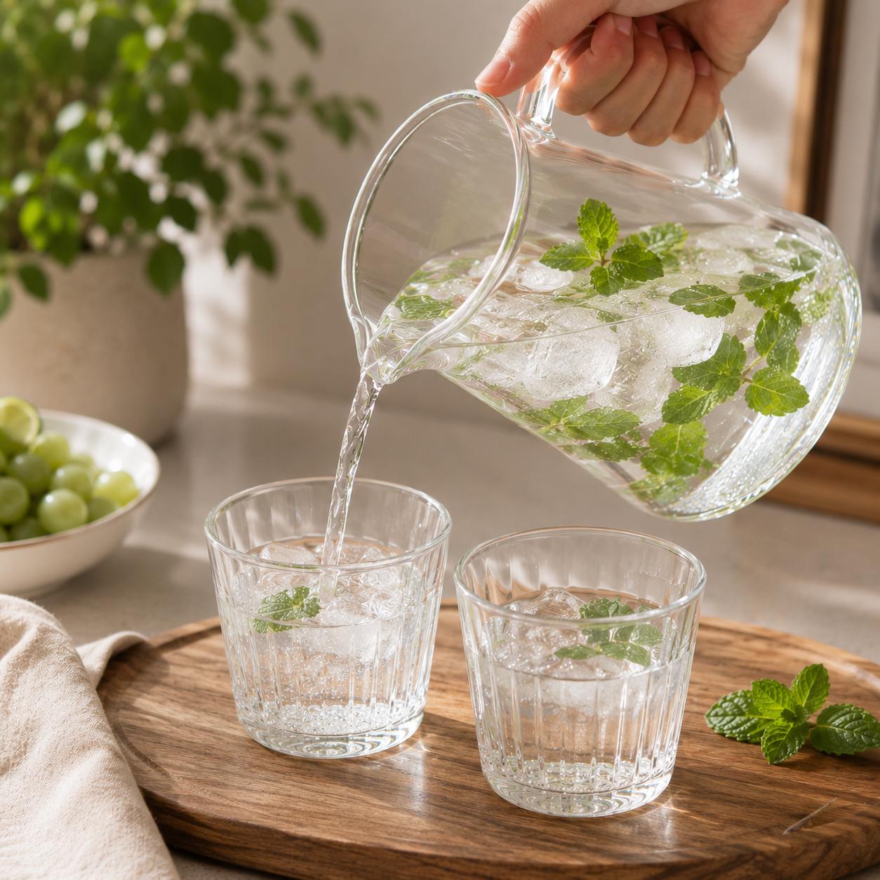 Borosilicate Glass Water Pitcher with Lid, 68oz Large Carafe, Minimalist Iced Tea Jug - Image 5