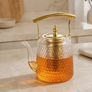 Japanese-Style Glass Teapot with Infuser, Borosilicate Glass Tea Kettle for Loose-Leaf Tea
