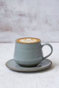 Light Blue Ceramic Latte Cup and Saucer