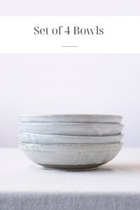 Set of Four White Pottery Pasta Bowls
