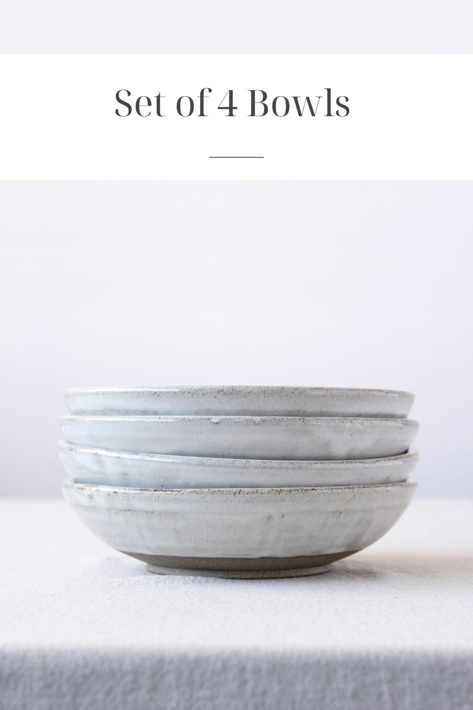 Set of Four White Pottery Pasta Bowls