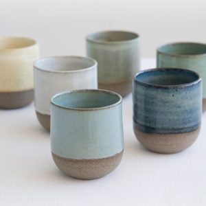 Set of Six Small Ceramic Coffee Cups
