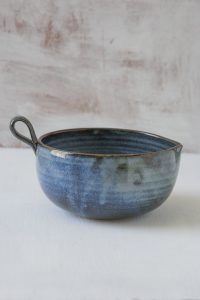 Small Blue Pottery Mixing Bowl for Prep