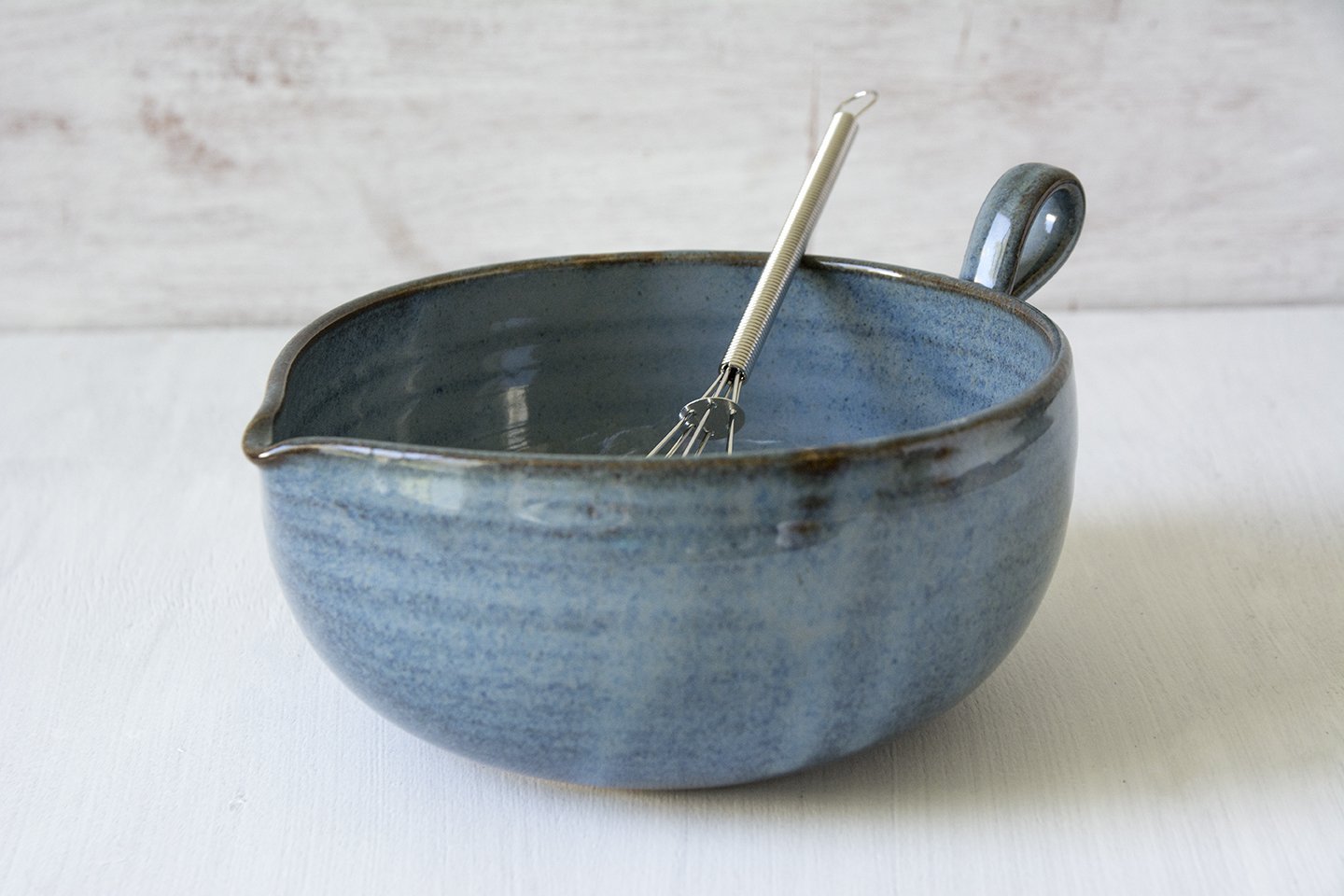 Small Blue Pottery Mixing Bowl for Prep