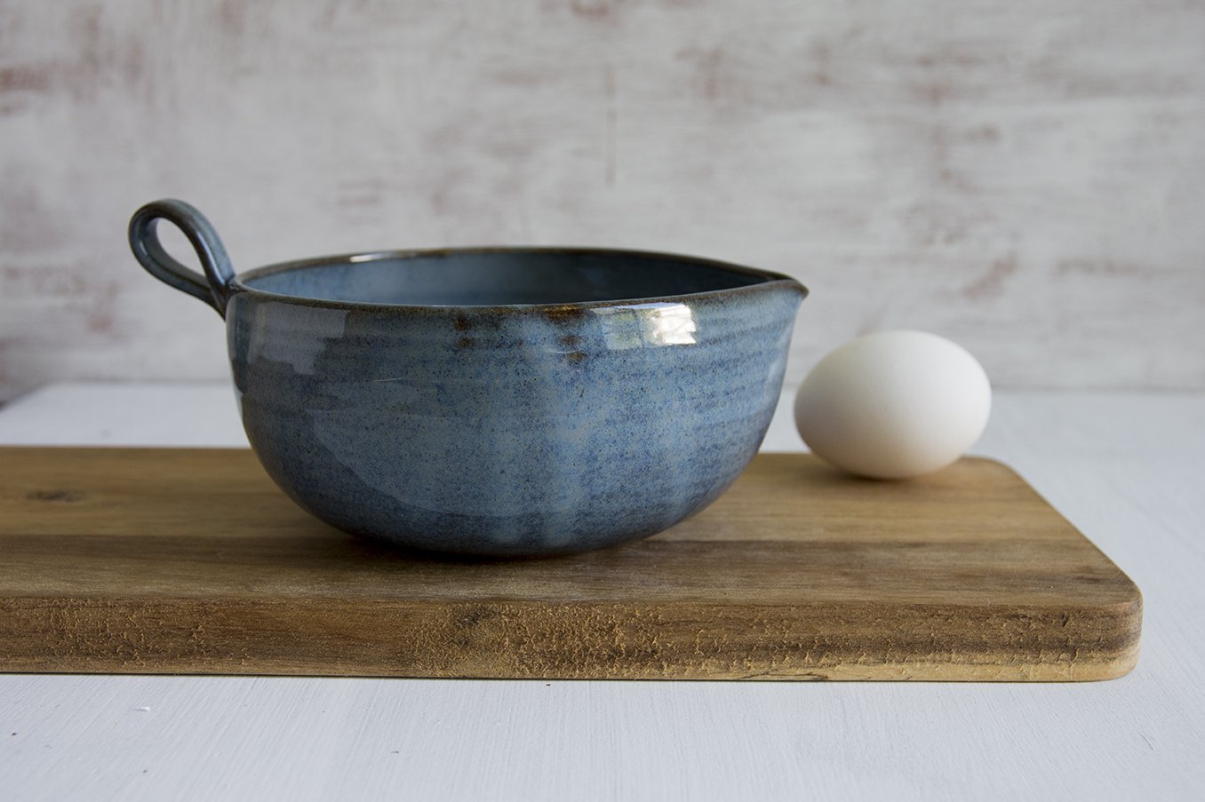 Small Blue Pottery Mixing Bowl for Prep