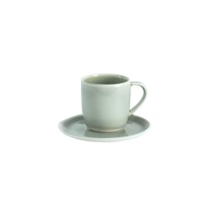 Handcrafted Ceramic Espresso Cup and Saucer Set - Cashmere Gray