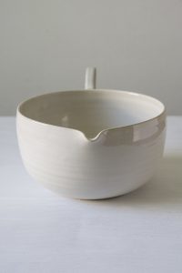 White Ceramic Mixing Bowl with Pour Spout