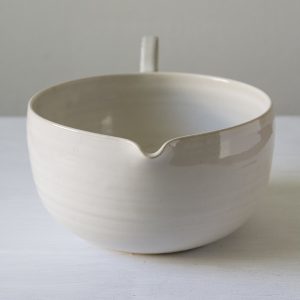 White Ceramic Mixing Bowl with Pour Spout